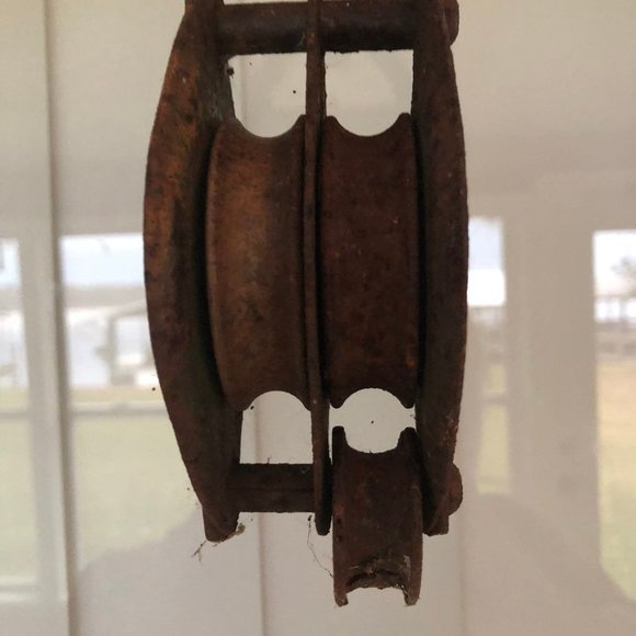 Vintage Two Sheaves Block and Tackle Industrial Farm Steampunk - Picture 2 of 6